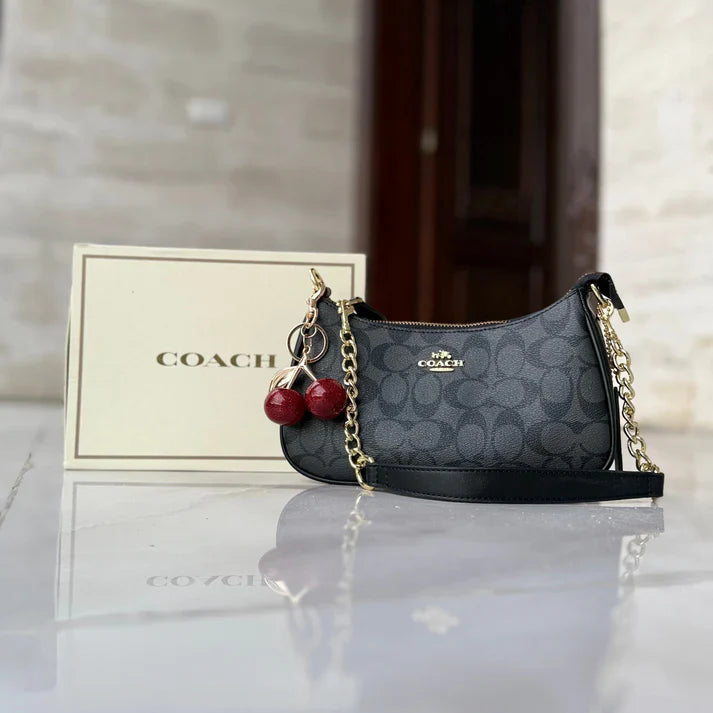 COACH CHERRY CHARM PATTERN BAG (BLACK)