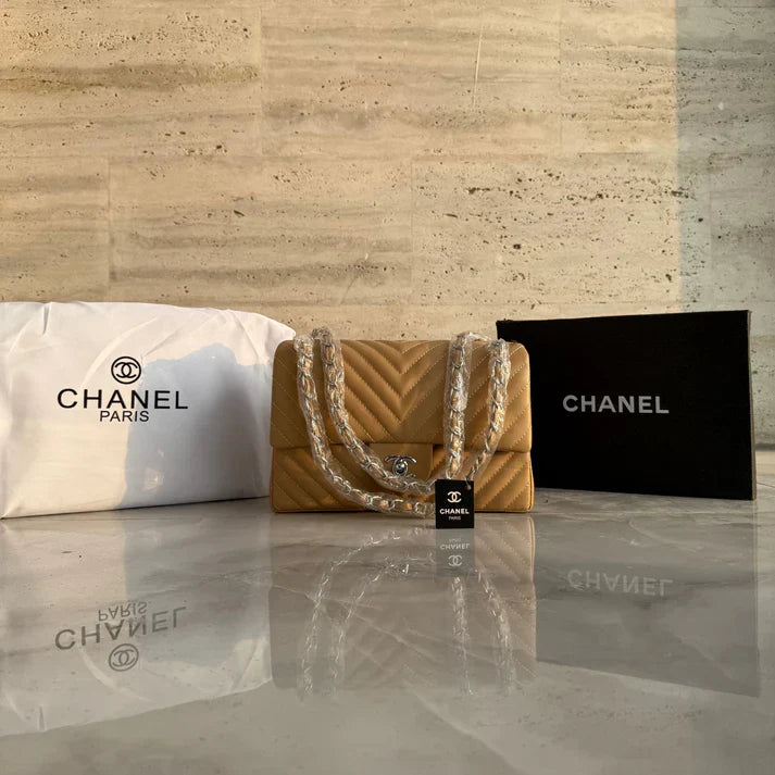 Chanel Paris Limited Edition Double Flap Lambskin Bag ( BROWN )