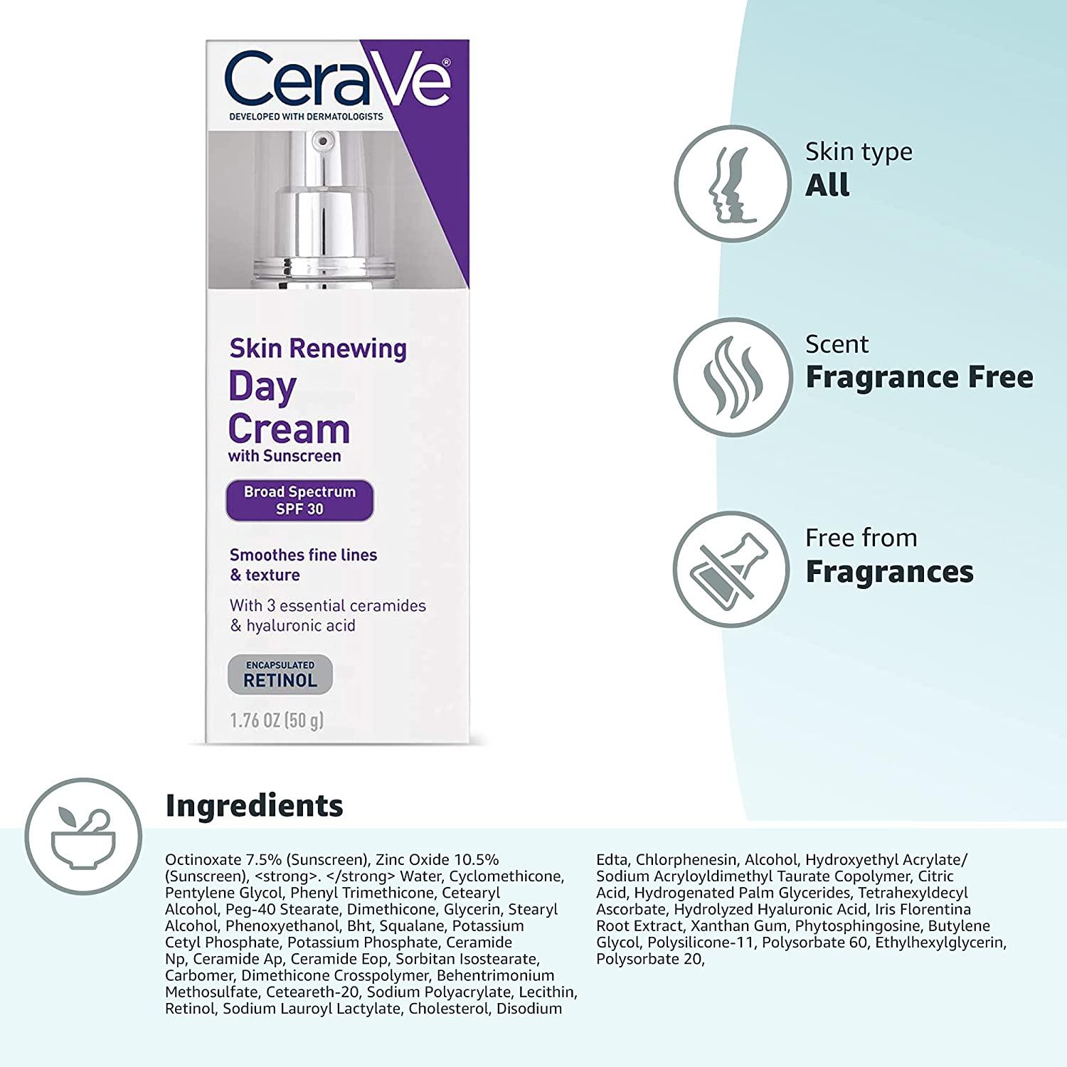 Cerave Skin Renewing Day Cream With Sunscreen SPF 30 - Classy Touch Pk