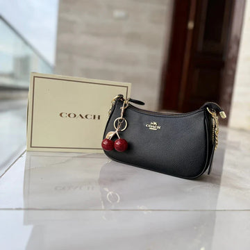 COACH CHERRY CHARM BAG (BLACK)