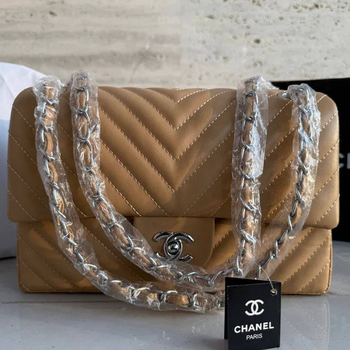 Chanel Paris Limited Edition Double Flap Lambskin Bag ( BROWN )